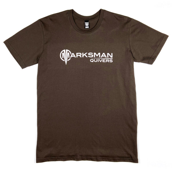 T-SHIRT-FULL LOGO-BROWN - MARKSMAN QUIVERS