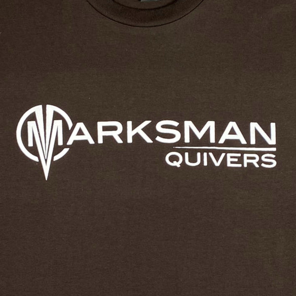 T-SHIRT-FULL LOGO-BROWN - MARKSMAN QUIVERS